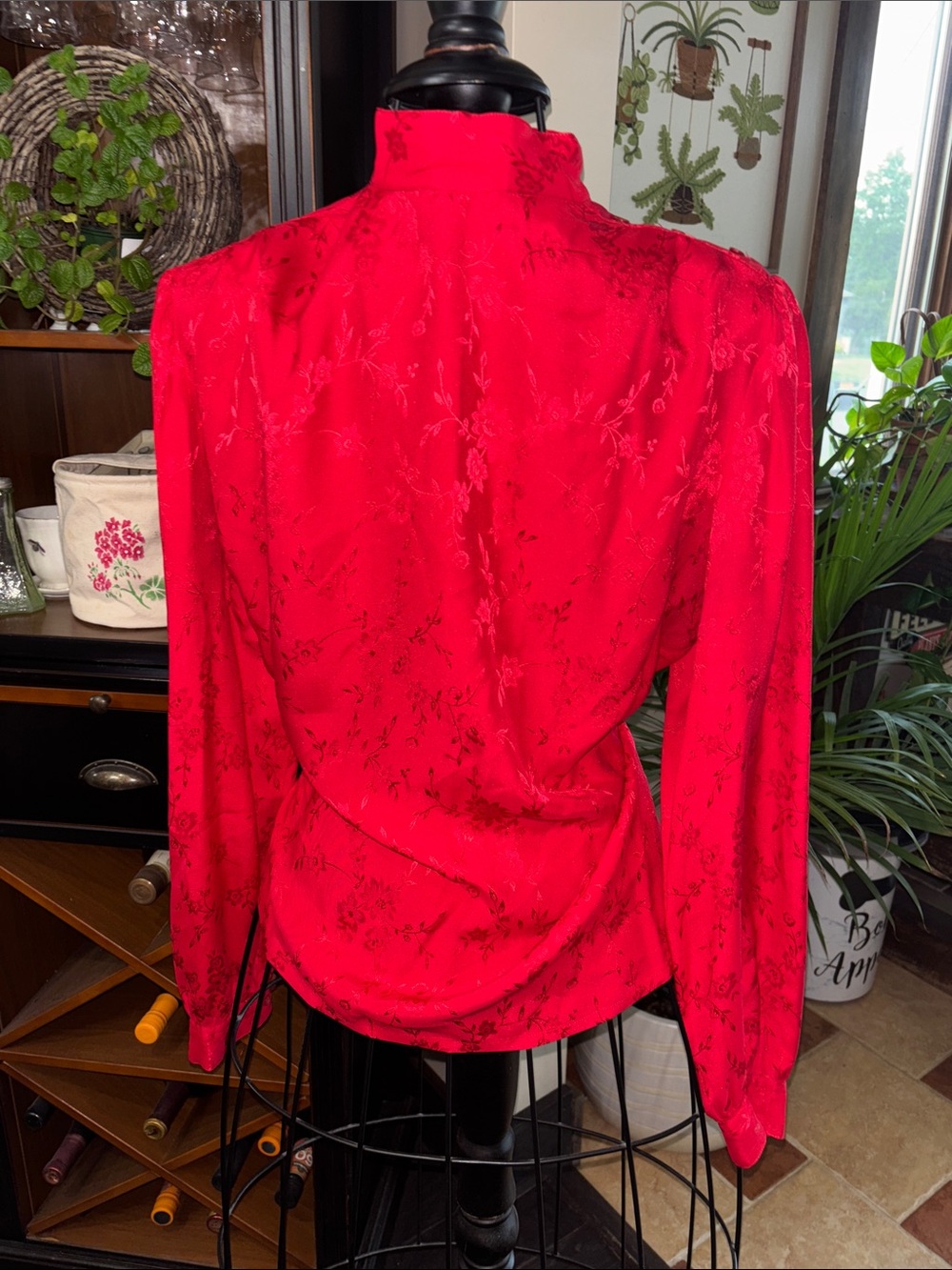 Vintage Jos. A. Bank Clothiers 100% Silk Scarlet Blouse